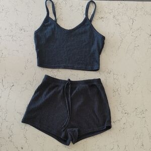 SHEIN Navy Ribbed Pajama Set